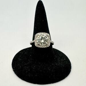 Moissanite Round Cut Cushion Halo Ring Brilliant 2Ct GRA Certified Size 9